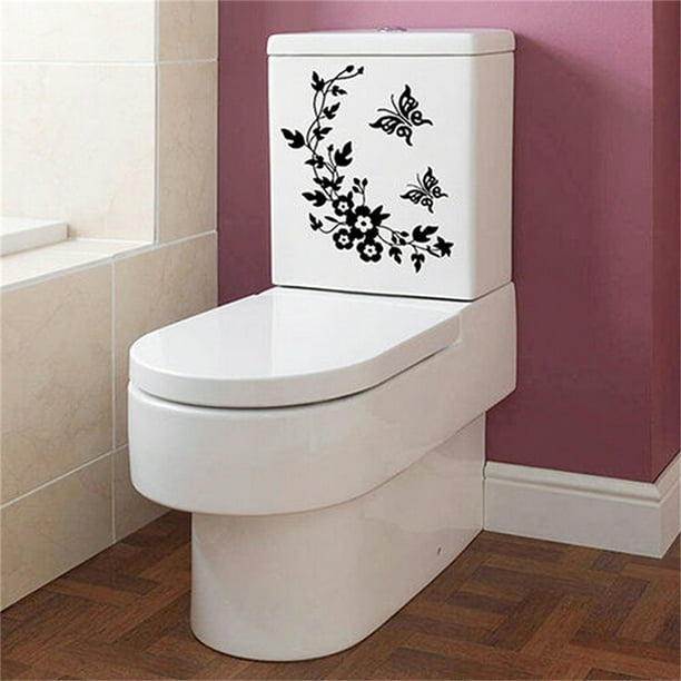 Butterfly Flower Bathroom Toilet Laptop Wall Decals Stickers Home Decoration
